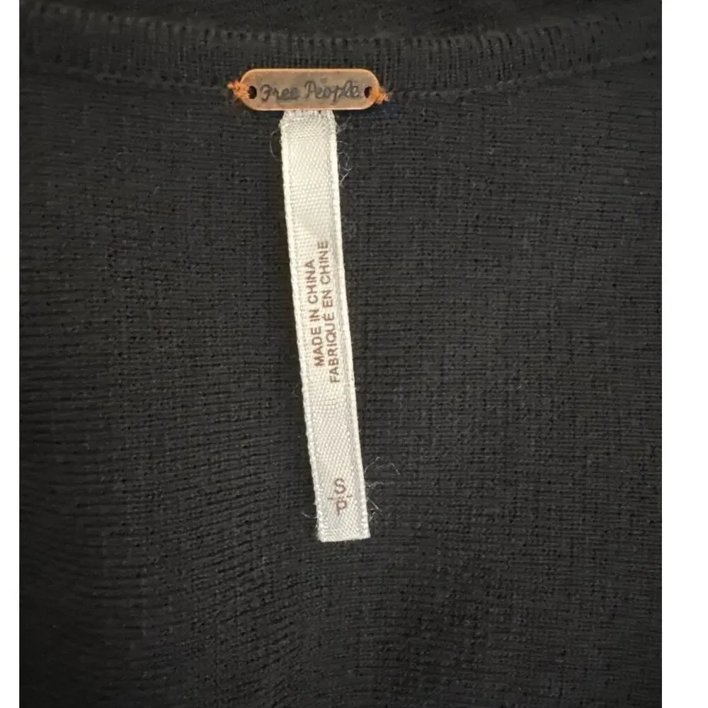 Free‎ People Wool Blend V Neck Sleeveless Sweater Shift Dress Pockets Black Sz S